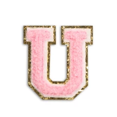 Autocollant sticker pour téléphone/tablette/ordinateur brodé en 3D rose clair - Lettre U