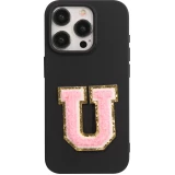 Autocollant sticker pour téléphone/tablette/ordinateur brodé en 3D rose clair - Lettre U