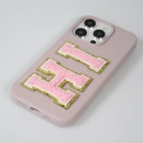 Autocollant sticker pour téléphone/tablette/ordinateur brodé en 3D rose clair - Lettre U