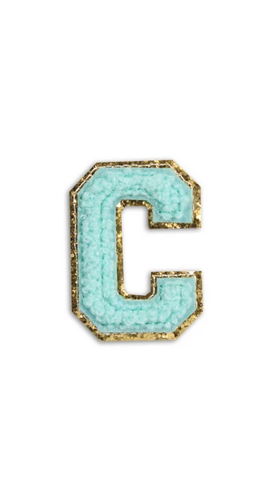 Autocollant sticker pour t&eacute;l&eacute;phone/tablette/ordinateur brod&eacute; en 3D turquoise - Lettre C