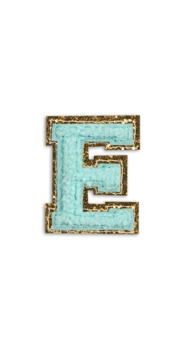 Autocollant sticker pour t&eacute;l&eacute;phone/tablette/ordinateur brod&eacute; en 3D turquoise - Lettre E