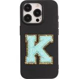 Sticker Aufkleber für Handy/Tablet/Computer 3D gestickt Türkis - Buchstabe K