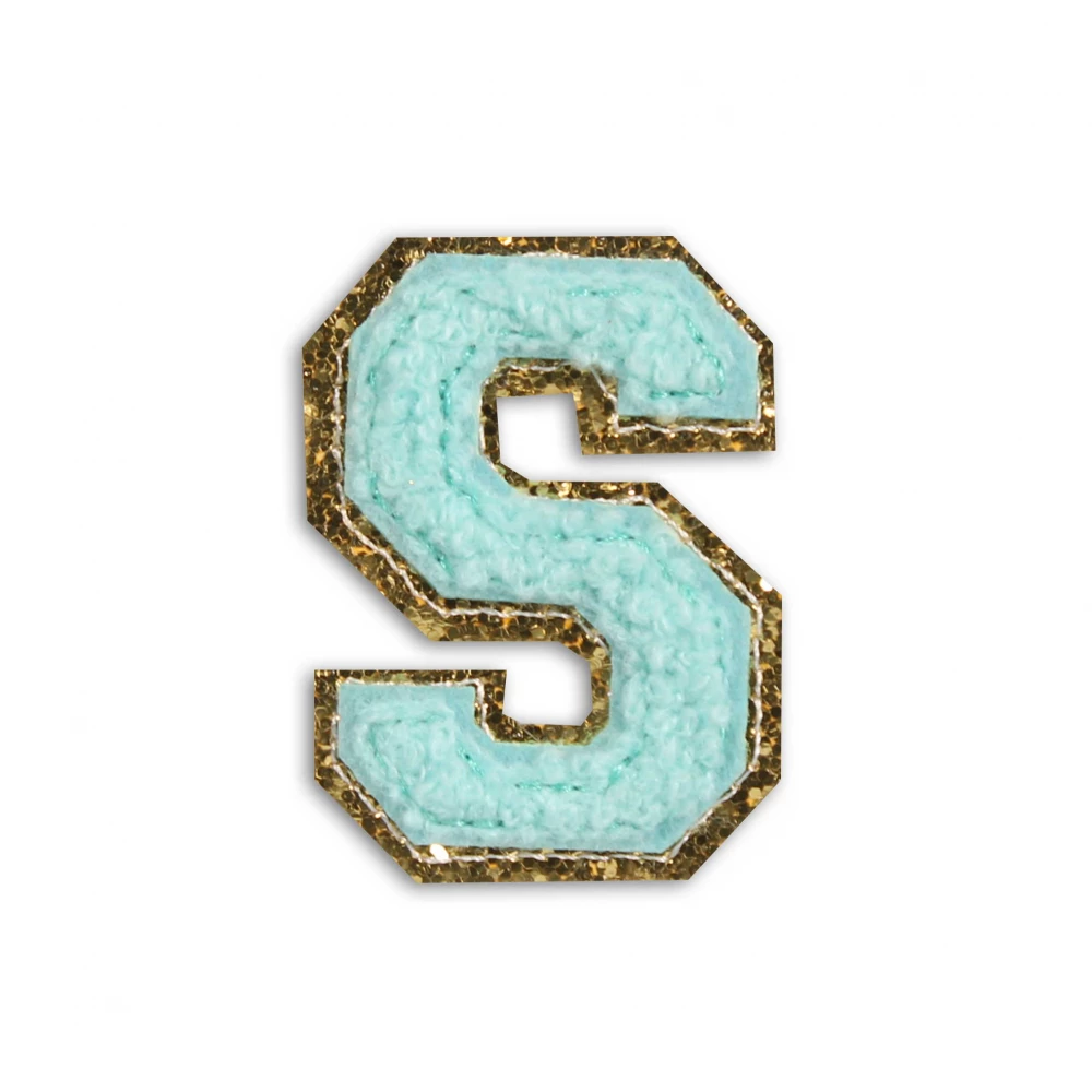 Autocollant sticker pour téléphone/tablette/ordinateur brodé en 3D turquoise - Lettre S