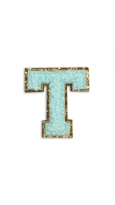 Autocollant sticker pour t&eacute;l&eacute;phone/tablette/ordinateur brod&eacute; en 3D turquoise - Lettre T