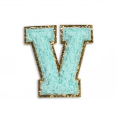 Autocollant sticker pour téléphone/tablette/ordinateur brodé en 3D turquoise - Lettre V