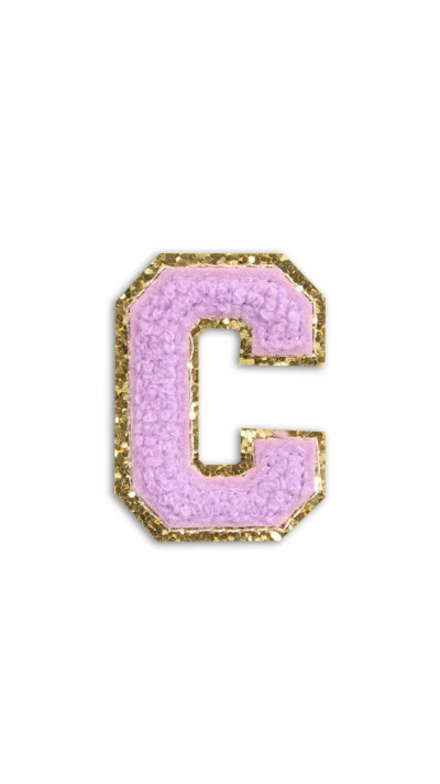 Autocollant sticker pour t&eacute;l&eacute;phone/tablette/ordinateur brod&eacute; en 3D violet - Lettre C