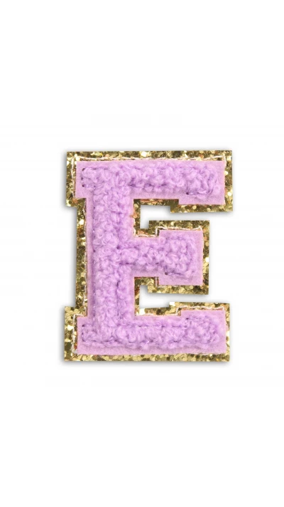 Autocollant sticker pour t&eacute;l&eacute;phone/tablette/ordinateur brod&eacute; en 3D violet - Lettre E