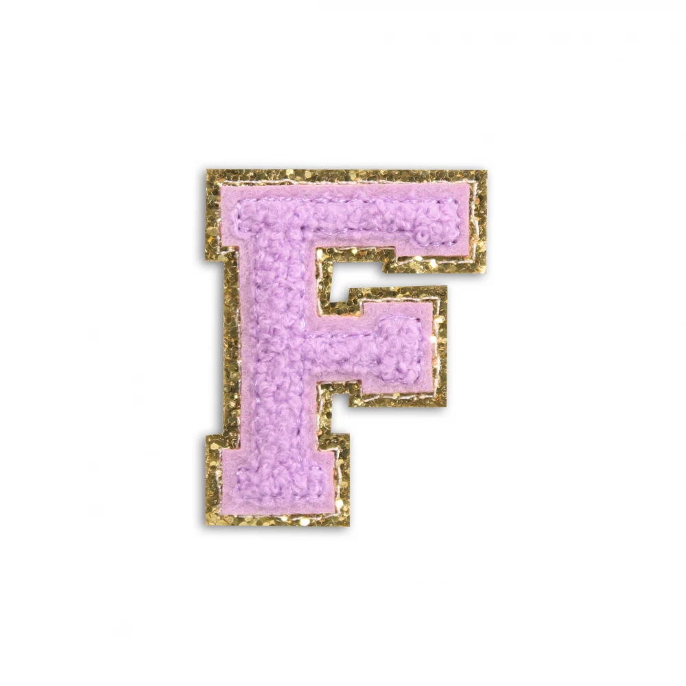 Sticker Aufkleber für Handy/Tablet/Computer 3D gestickt Violett - Buchstabe F