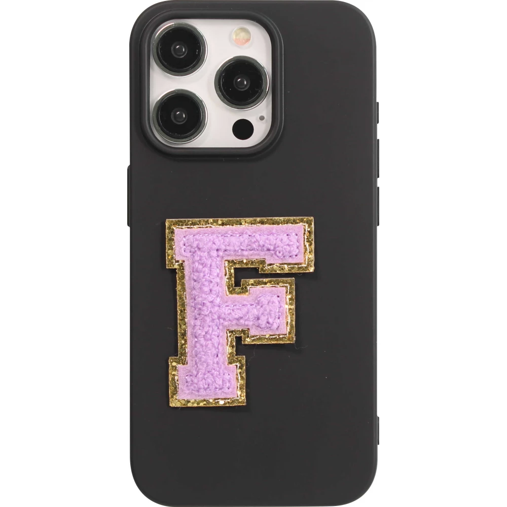Sticker Aufkleber für Handy/Tablet/Computer 3D gestickt Violett - Buchstabe F