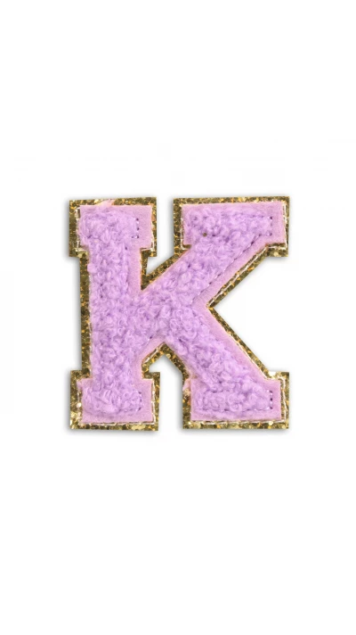 Autocollant sticker pour t&eacute;l&eacute;phone/tablette/ordinateur brod&eacute; en 3D violet - Lettre K