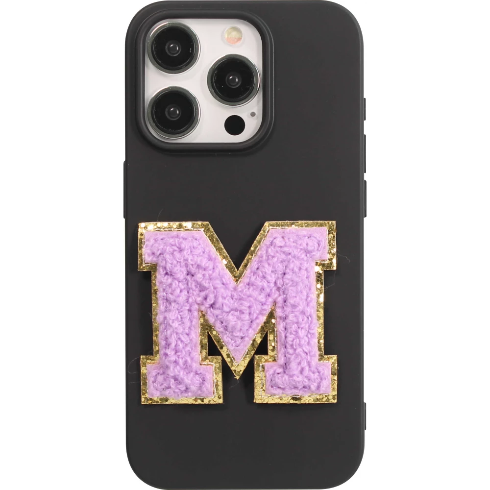 Autocollant sticker pour téléphone/tablette/ordinateur brodé en 3D violet - Lettre M