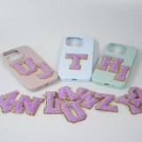 Autocollant sticker pour téléphone/tablette/ordinateur brodé en 3D violet - Lettre M