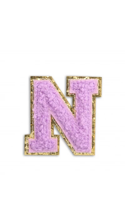 Autocollant sticker pour t&eacute;l&eacute;phone/tablette/ordinateur brod&eacute; en 3D violet - Lettre N
