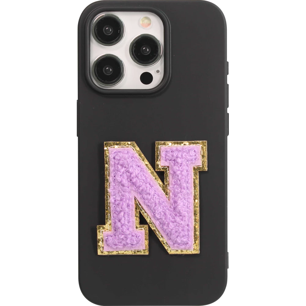 Sticker Aufkleber für Handy/Tablet/Computer 3D gestickt Violett - Buchstabe N
