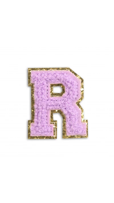 Autocollant sticker pour t&eacute;l&eacute;phone/tablette/ordinateur brod&eacute; en 3D violet - Lettre R