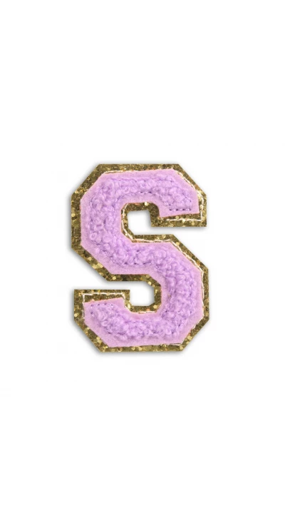 Autocollant sticker pour t&eacute;l&eacute;phone/tablette/ordinateur brod&eacute; en 3D violet - Lettre S