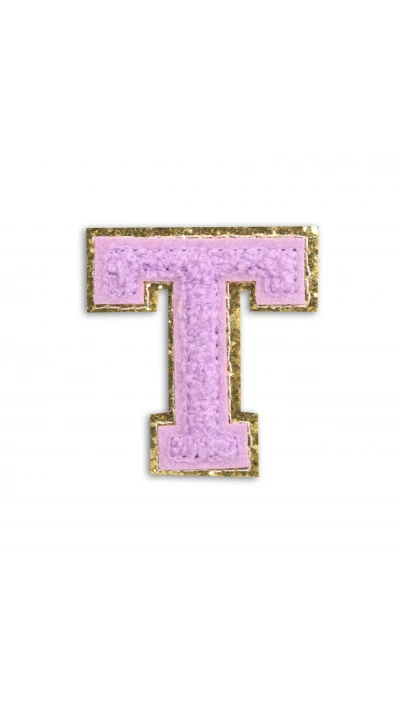 Autocollant sticker pour t&eacute;l&eacute;phone/tablette/ordinateur brod&eacute; en 3D violet - Lettre T