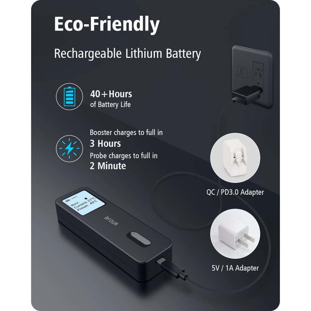 BFOUR Smart Bluetooth Thermomètre à viande BF-30 Eco-Friendly Batterie Li-Ithium Ecran LCD + APP