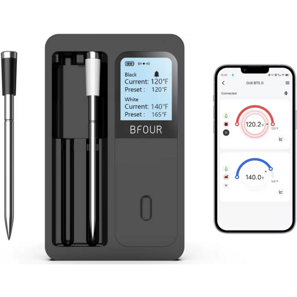 BFOUR Smart Bluetooth double thermomètre à viande BF-40 Eco-Friendly Batterie Li-Ithium Ecran LCD + APP