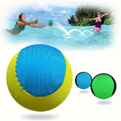 Balle d'eau rebondissante durable en caoutchouc pour piscine plage été - Bleu/jaune