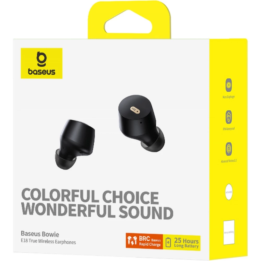 Baseus Bowie E18 Bluetooth 5.3 TWS In-Ear &eacute;couteurs IPX4 avec &eacute;tui de charge - Noir