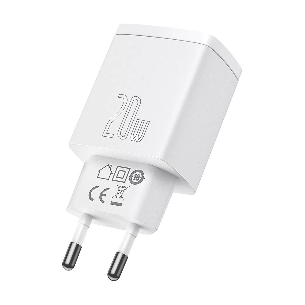 Baseus chargeur secteur 20W USB et USB-C (Quick Charge) - Blanc