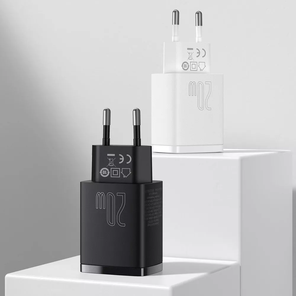 Baseus chargeur secteur 20W USB et USB-C (Quick Charge) - Blanc