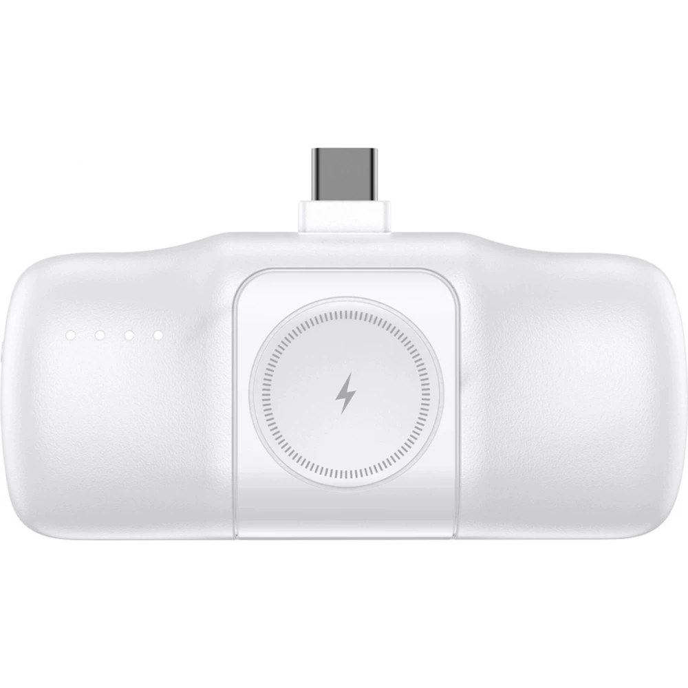 Batterie Externe Wozinsky WF16-YCS 5000mAh 15W USB-C Mini avec C&acirc;ble USB-C Int&eacute;gr&eacute; et Chargeur Apple Watch - Blanc