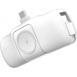 Batterie Externe Wozinsky WF16-YCS 5000mAh 15W USB-C Mini avec C&acirc;ble USB-C Int&eacute;gr&eacute; et Chargeur Apple Watch - Blanc