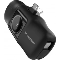 Batterie Externe Wozinsky WF16-YCS 5000mAh 15W USB-C Mini avec C&acirc;ble USB-C Int&eacute;gr&eacute; et Chargeur Apple Watch - Noir