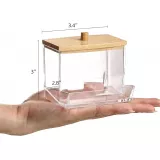 Beau porte coton-tiges / distributeur - range-boules de coton en bois & verre pour salle de bain
