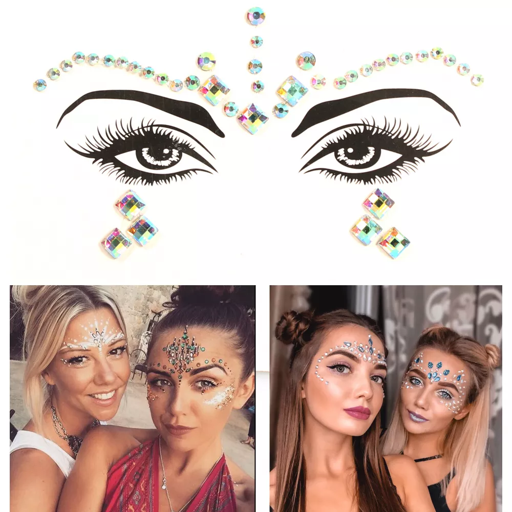 Bijoux visage autocollant festival & open-air paillettes diamants tatouage - Style - 7