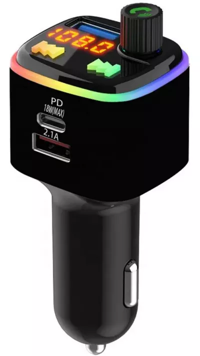 Bluetooth 5.0 Chargeur USB 18W allume-cigare et transmetteur FM Quick Charge - Noir