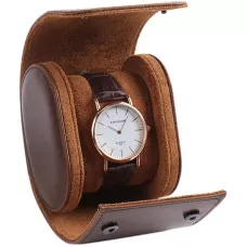Luxuriöse und hochwertige Uhren Aufbewahrungs Box Kunstleder und weichem Uhrenkissen - 1 Uhr - Braun