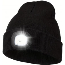 Unisex LED Mütze mit Stirnlampe für nächtliche Aktivitäten - Schwarz
