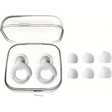 Bouchons d'oreilles loop en silicone (3 tailles d'embout) r&eacute;utilisables avec &eacute;tui de rangement - Blanc