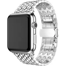 Bracelet acier à petits maillons style alvéoles et boucle déployante double - Argent - Apple Watch 38/40/41/42 mm