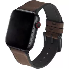 Bracelet cuir et silicone brun foncé - Apple Watch 44/45/46/49 mm