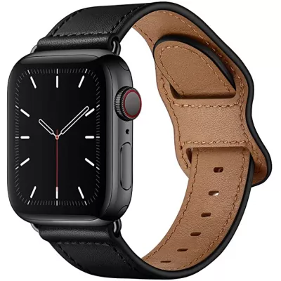 Bracelet cuir  noir - Apple Watch 38/40/41/42 mm