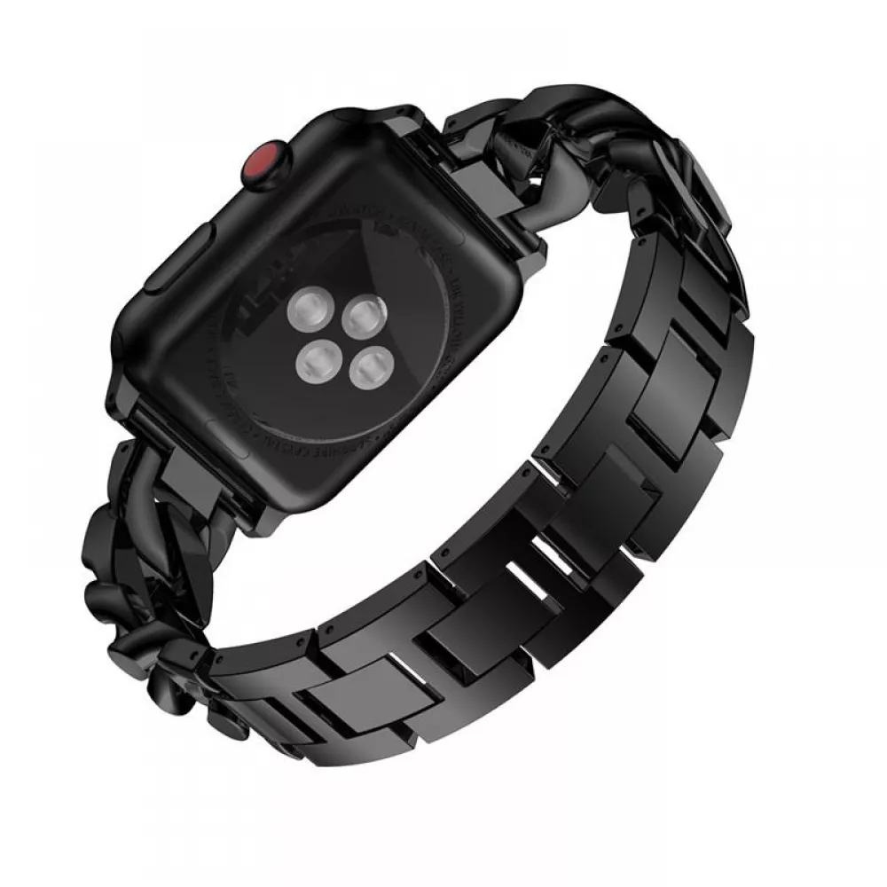 Bracelet en acier Diamond Loop avec strass luxueux à grosses boucles - Noir - Apple Watch 42 mm / 44 mm