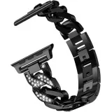 Bracelet en acier Diamond Loop avec strass luxueux à grosses boucles - Noir - Apple Watch 42 mm / 44 mm
