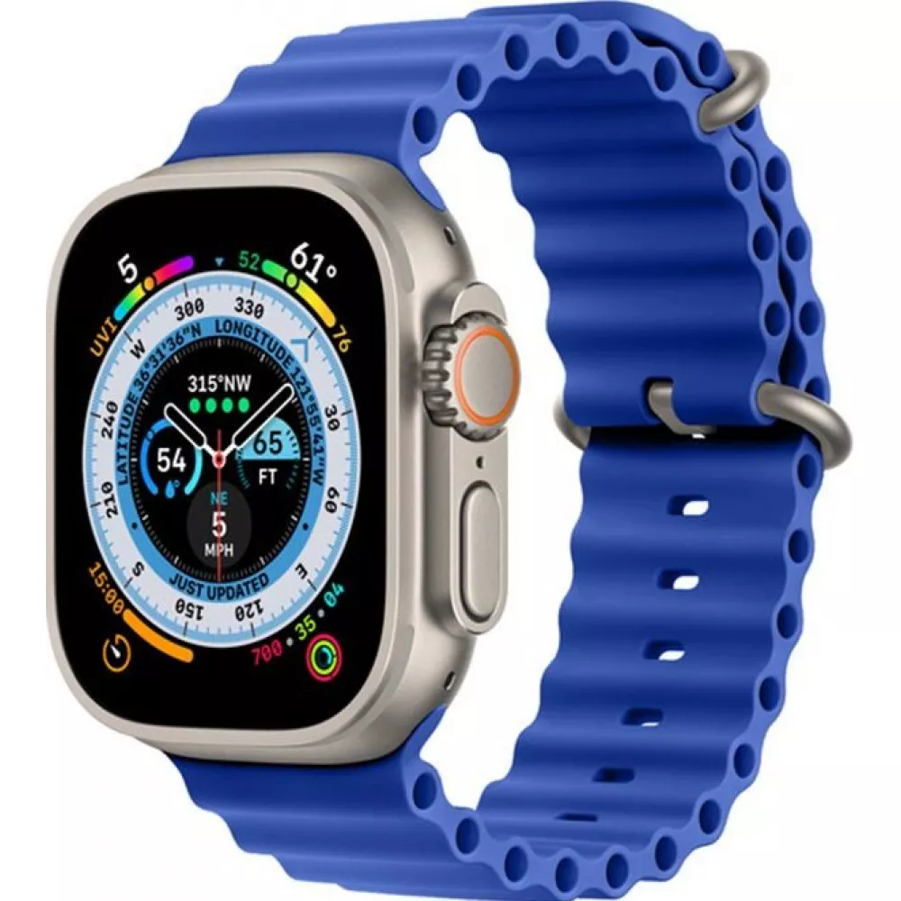 Bracelet en caoutchouc silicone ondulé - Bleu - Apple Watch Ultra 49 mm