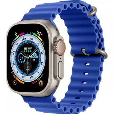 Bracelet en caoutchouc silicone ondulé - Bleu - Apple Watch Ultra 49 mm