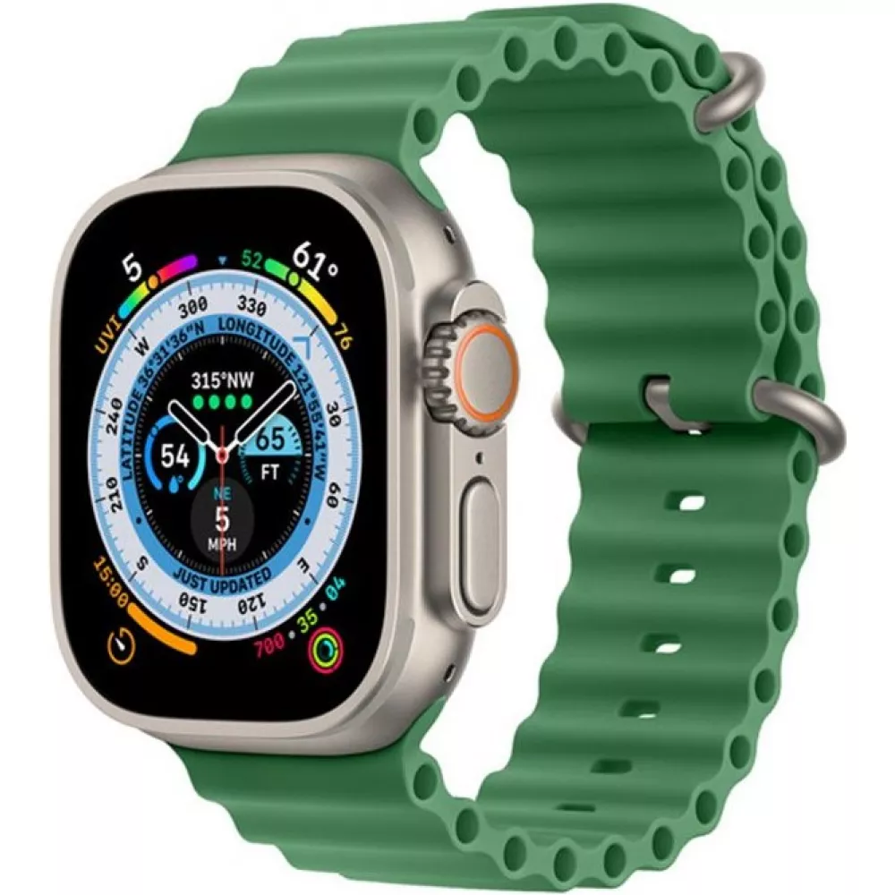 Bracelet en caoutchouc silicone ondulé - Vert foncé - Apple Watch Ultra 49 mm