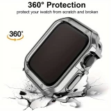 Bracelet en métal raffiné avec coque de protection en silicone TPU intégrée pour Apple Watch 49mm - Noir