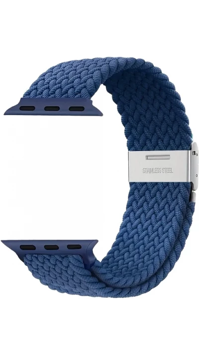 Bracelet en nylon &eacute;lastique tress&eacute; avec des sangles extensibles pour Apple Watch - Bleu - Apple Watch 38/40/41/42 mm