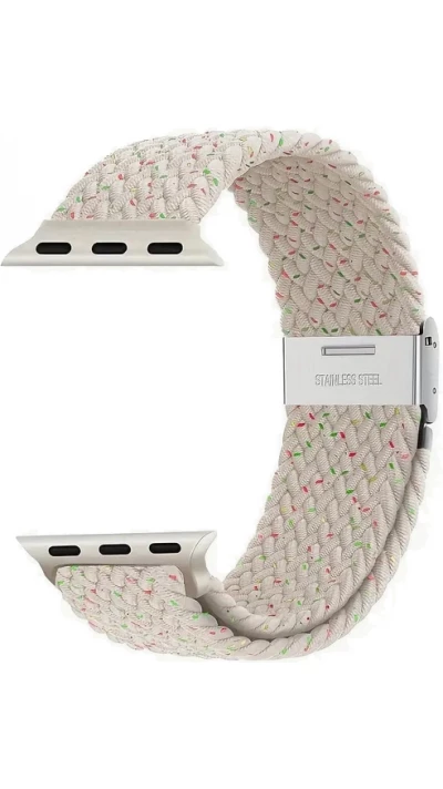 Bracelet en nylon &eacute;lastique tress&eacute; avec des sangles extensibles pour Apple Watch - Champagne - Apple Watch 38/40/41/42 mm