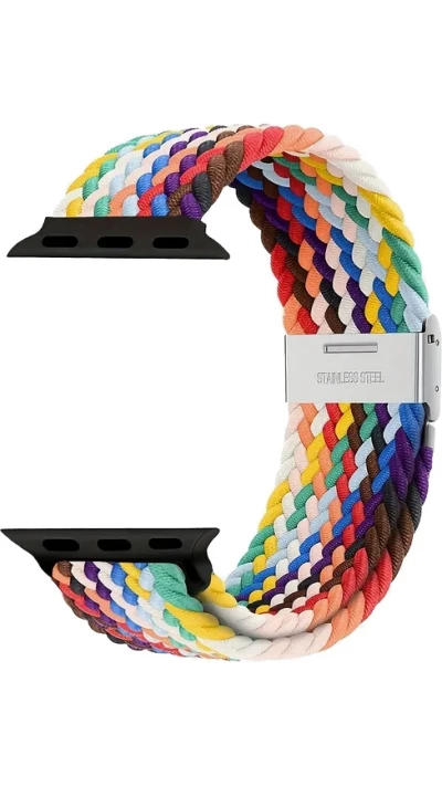 Bracelet en nylon &eacute;lastique tress&eacute; avec des sangles extensibles pour Apple Watch - Multicolor 1 - Apple Watch 38/40/41/42 mm