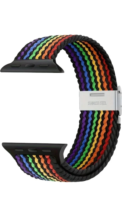 Bracelet en nylon &eacute;lastique tress&eacute; avec des sangles extensibles pour Apple Watch - Multicolor 9 - Apple Watch 38/40/41/42 mm