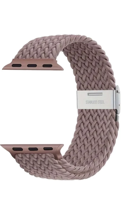 Bracelet en nylon &eacute;lastique tress&eacute; avec des sangles extensibles pour Apple Watch - Or rose - Apple Watch 38/40/41/42 mm